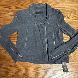 NWT Blank NYC Womens Long Sleeve Lightweight Biker Jacket Gray Zippers Size XS